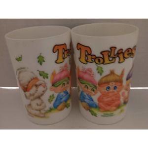 Trollies Triplettes 1992 Peter Pan Ind Cups (2) Made in U.S.A. Dishwasher Safe